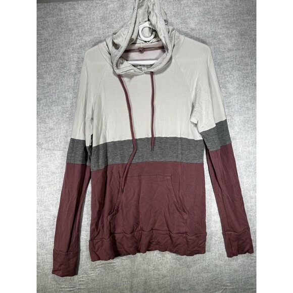 Market And Spruce Sweater Women’s Pink & Cream Large Hooded Sweater - Picture 1 of 8